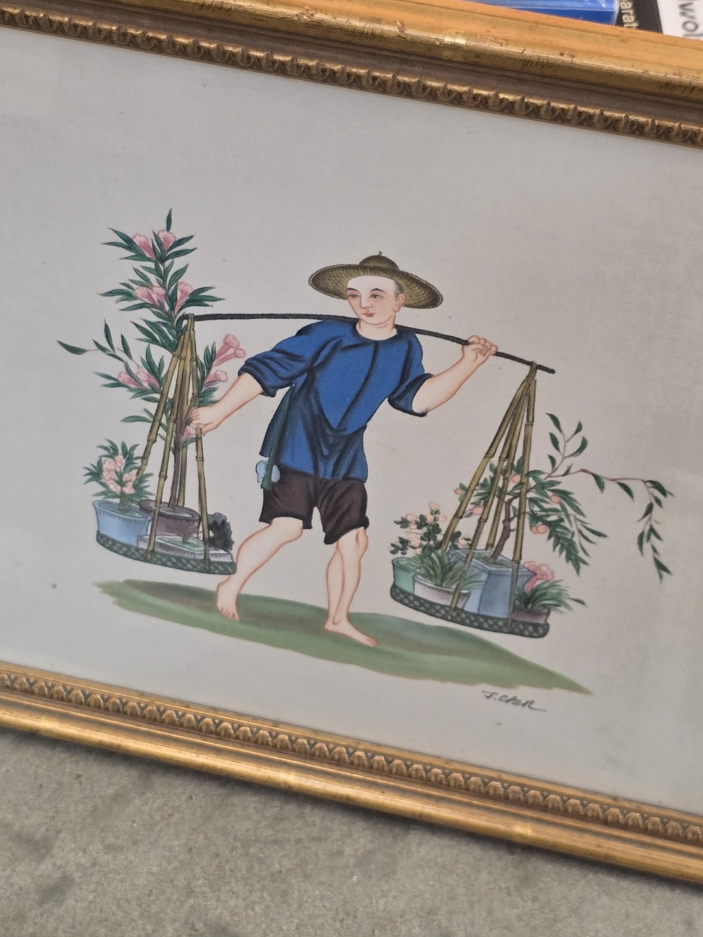 Chelsea Houae Oil Painting In Silk "The Flower Peddeler" Home Accent